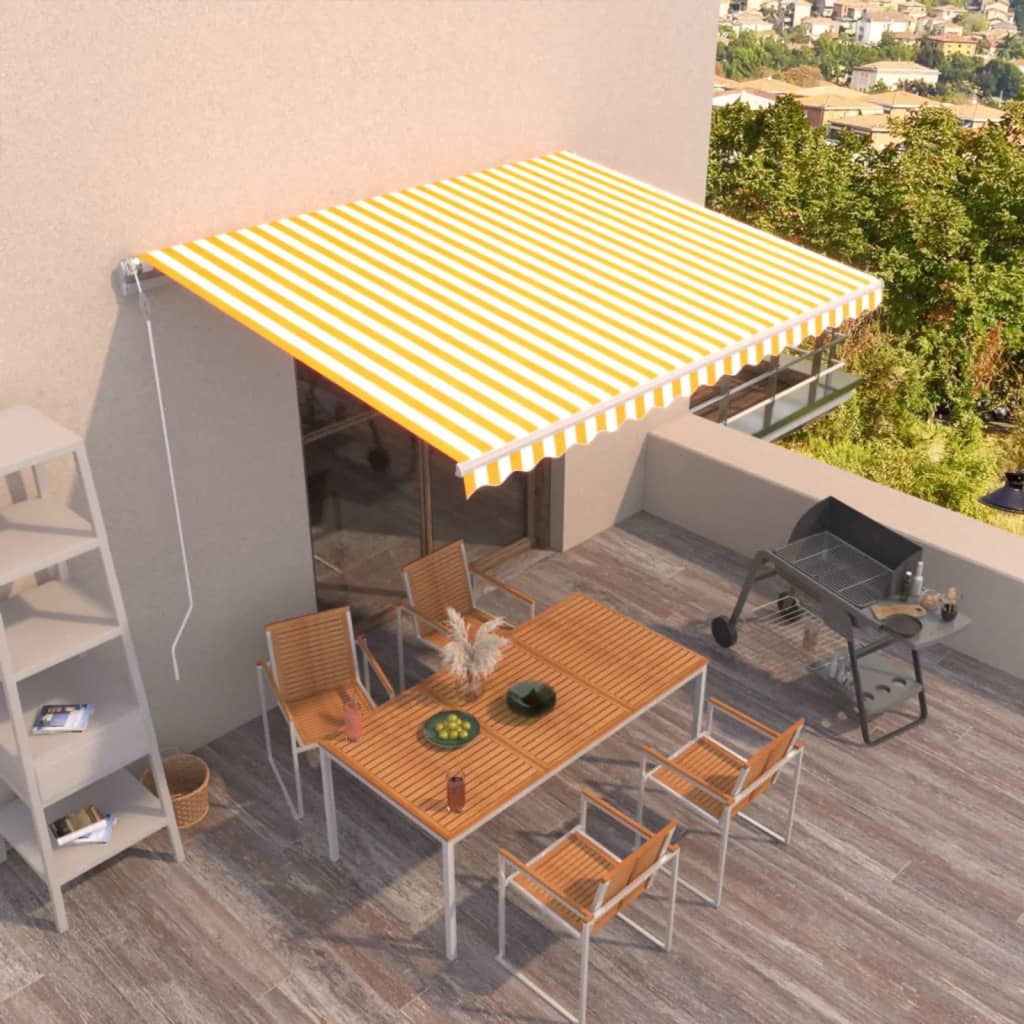 Avtomatsko zložljiva tenda 450×350 cm rumena in bela