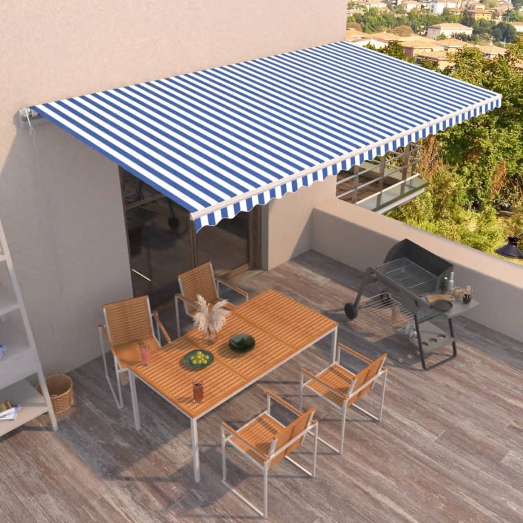 Avtomatsko zložljiva tenda 600×350 cm modra in bela