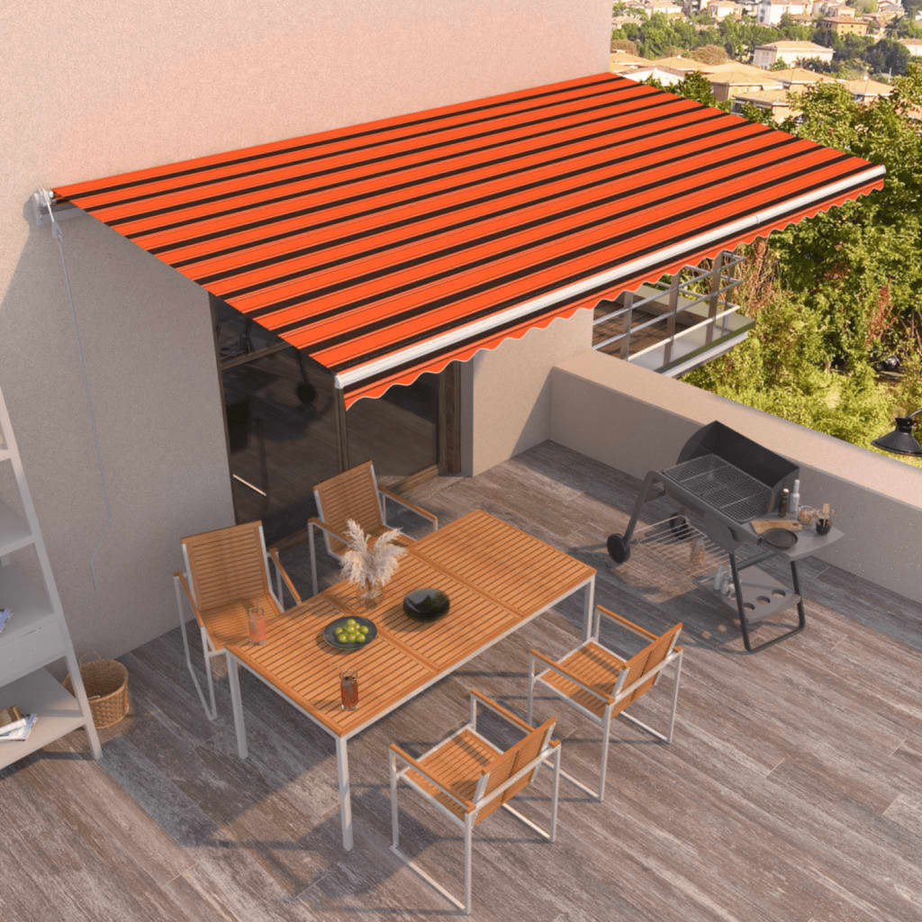 Avtomatsko zložljiva tenda 600×350 cm oranžna in rjava
