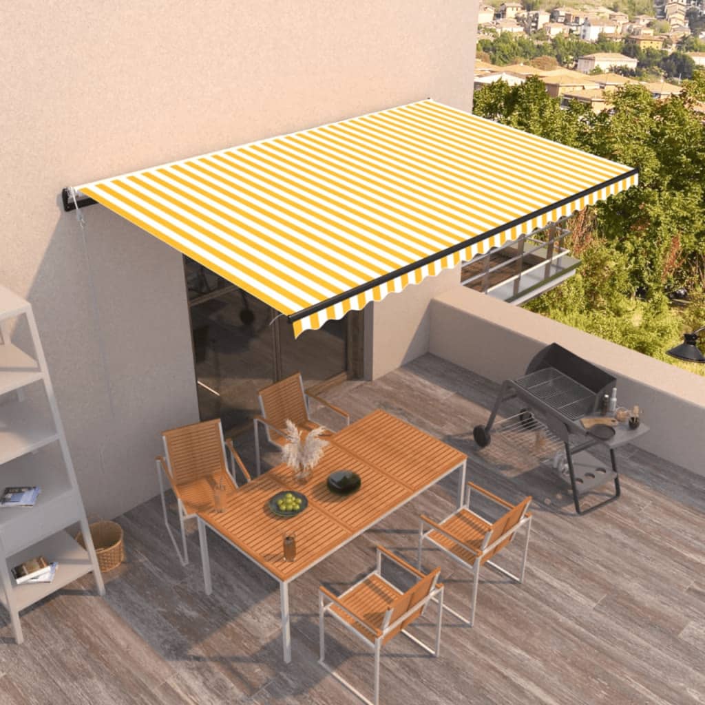 Avtomatsko zložljiva tenda 500×350 cm rumena in bela