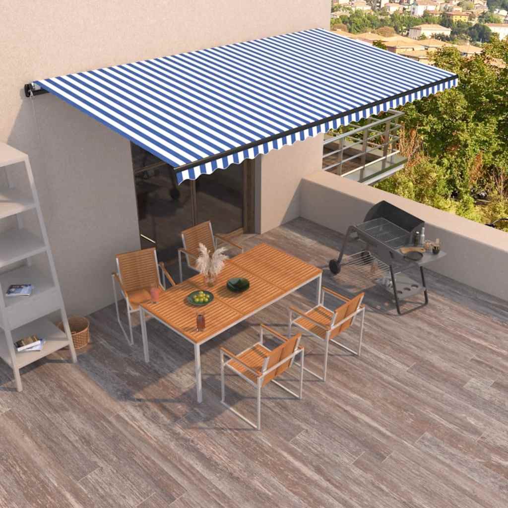 Ročno zložljiva tenda 600×350 cm modra in bela