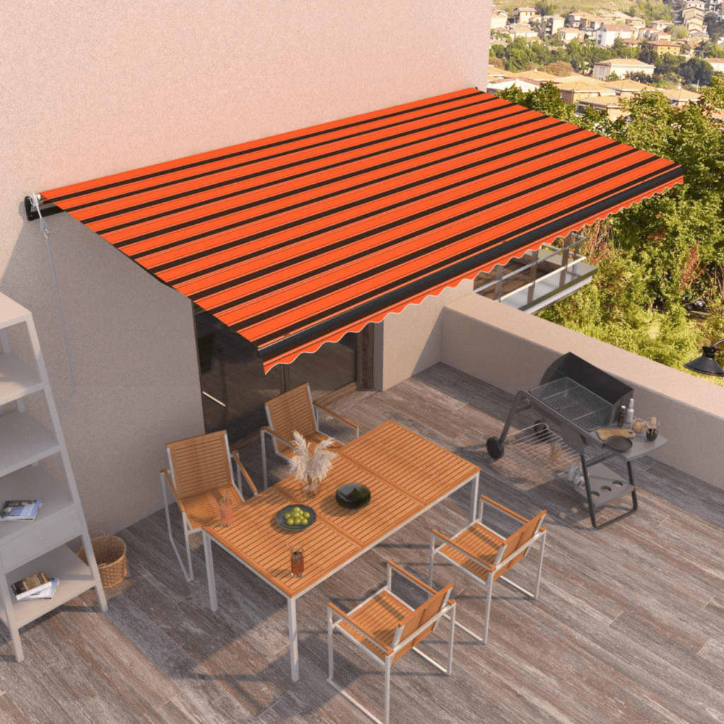 Avtomatsko zložljiva tenda 600×350 cm oranžna in rjava
