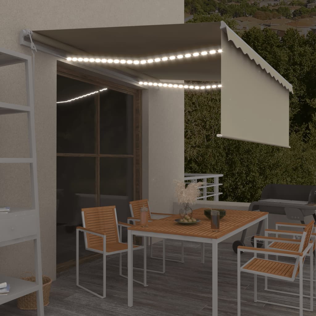 Avtomatska tenda s senčilom LED + senzor 4×3 m krem