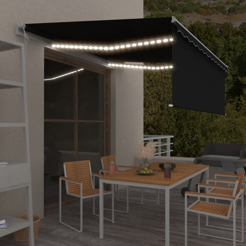 Avtomatska tenda s senčilom LED + senzor 4,5×3 m antracitna