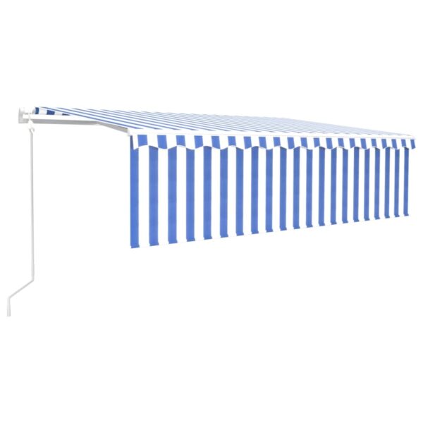Avtomatska tenda s senčilom LED + senzor 5x3 m modra in bela - Image 2