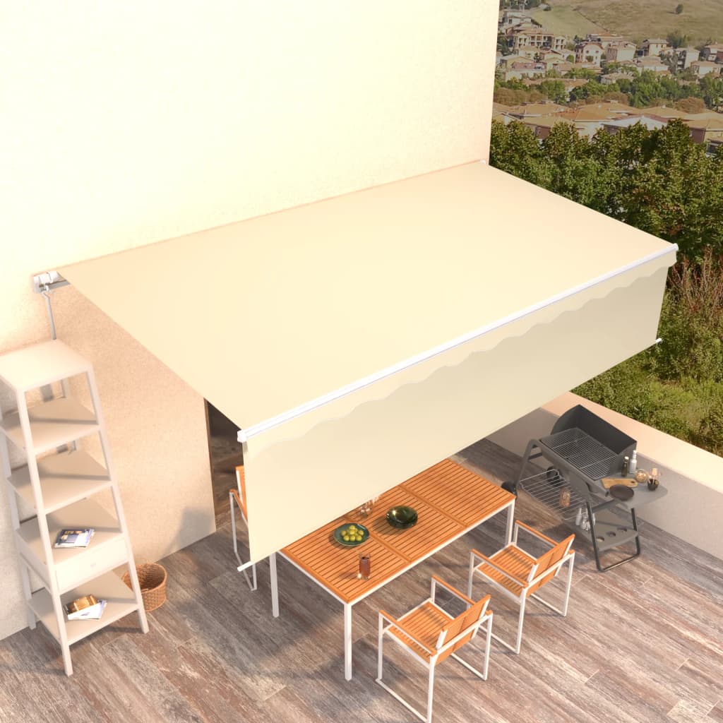 Ročno zložljiva tenda s senčilom 6×3 m krem
