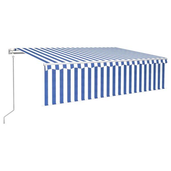 Avtomatska tenda s senčilom LED + senzor 6x3 m modra in bela - Image 2