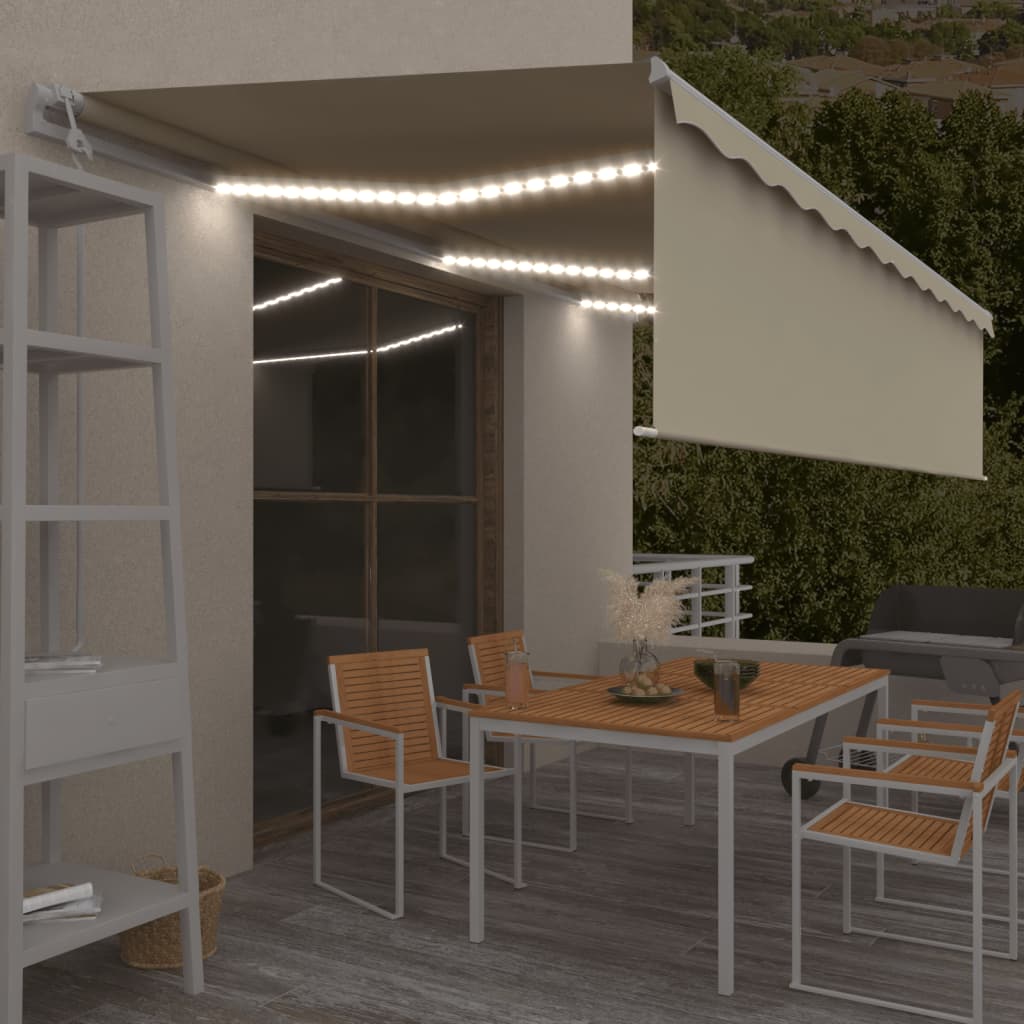 Avtomatska tenda s senčilom LED + senzor 6×3 m krem