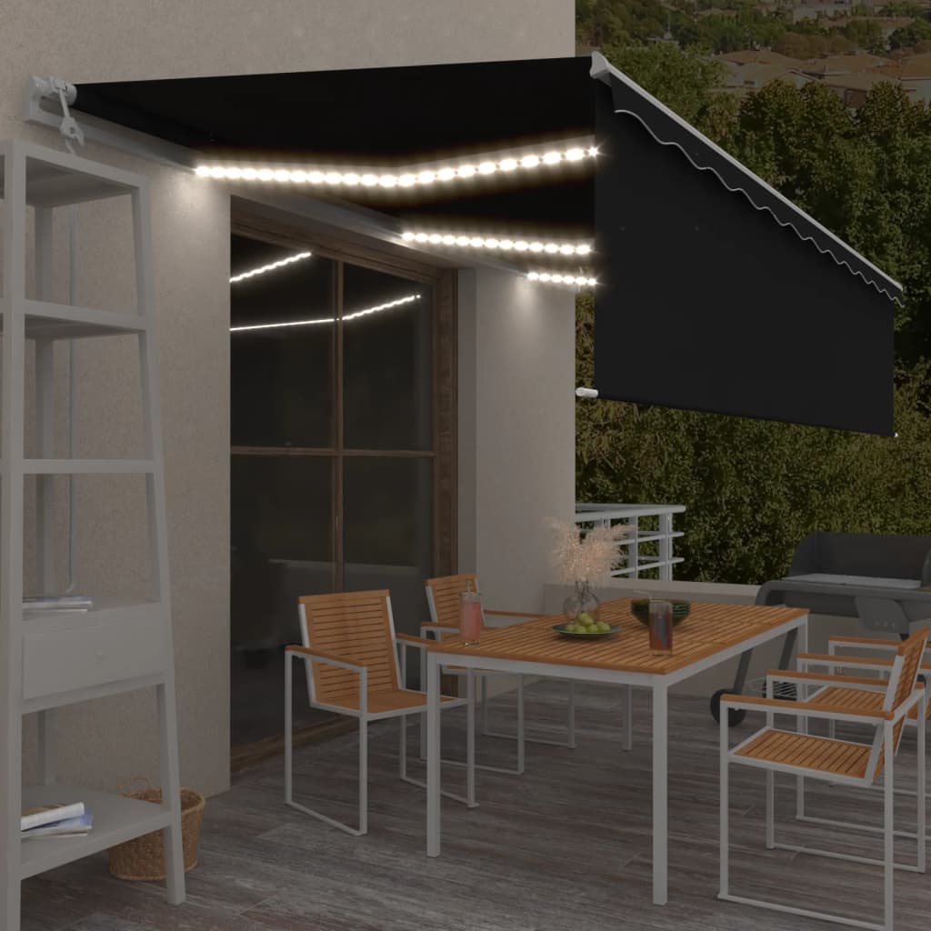 Avtomatska tenda s senčilom LED + senzor 6×3 m antracitna