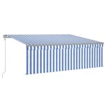 Avtomatska tenda s senčilom LED + senzor 4x3 m modra in bela - Image 2