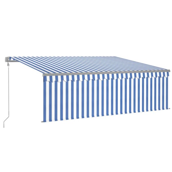 Avtomatska tenda s senčilom LED + senzor 4x3 m modra in bela - Image 2