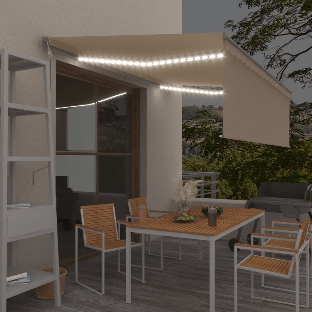 Avtomatska tenda s senčilom LED + senzor 4×3 m krem
