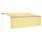 Avtomatska tenda s senčilom LED + senzor 4x3 m rumena in bela - Image 2