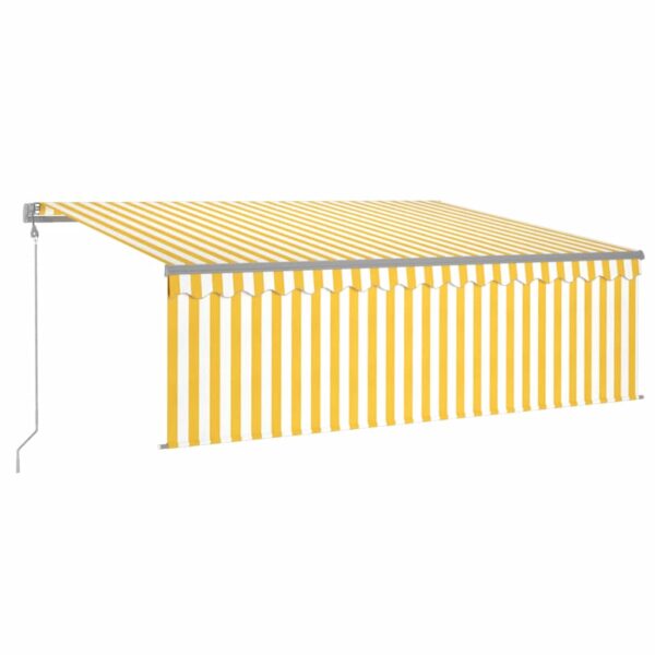 Avtomatska tenda s senčilom LED + senzor 4x3 m rumena in bela - Image 2