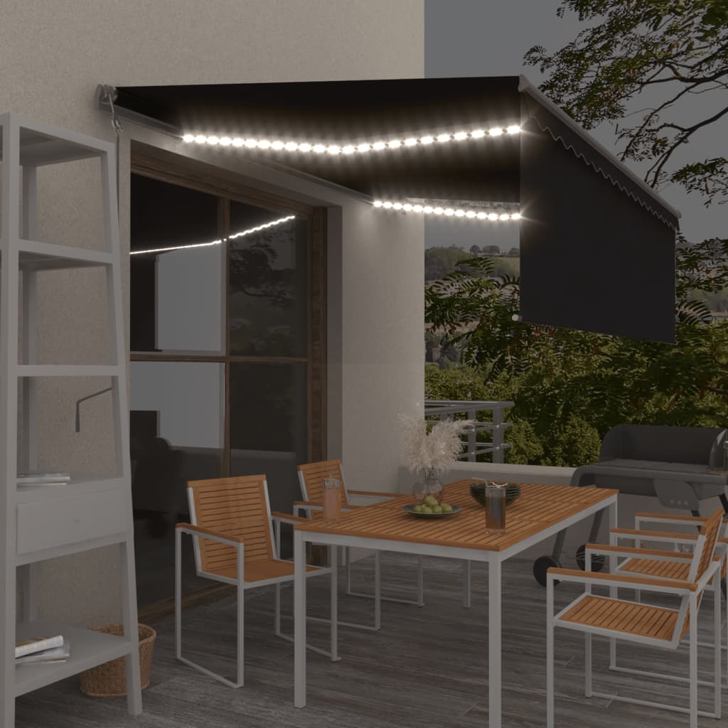 Avtomatska tenda s senčilom LED + senzor 4×3 m antracitna