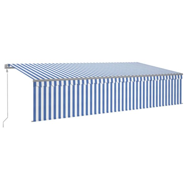Avtomatska tenda s senčilom LED + senzor 6x3 m modra in bela - Image 2