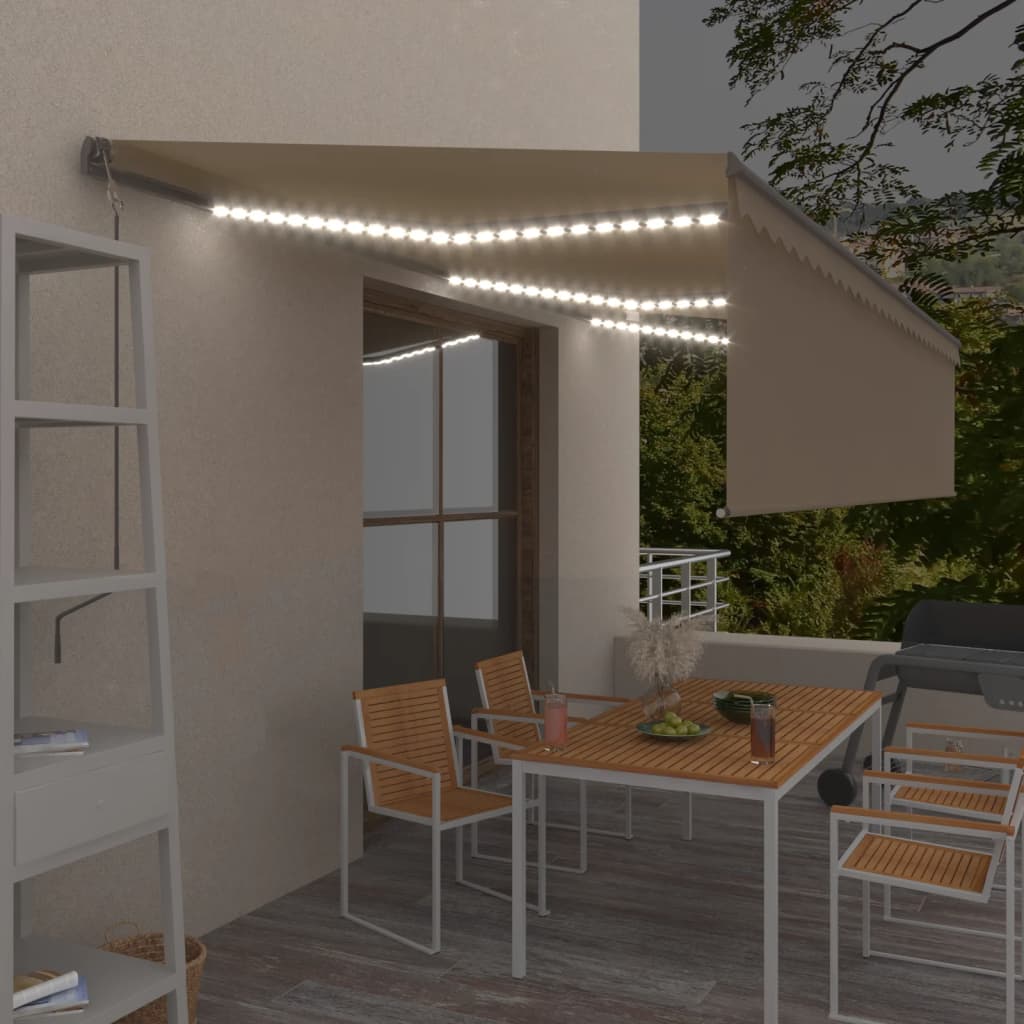 Avtomatska tenda s senčilom LED + senzor 6×3 m krem