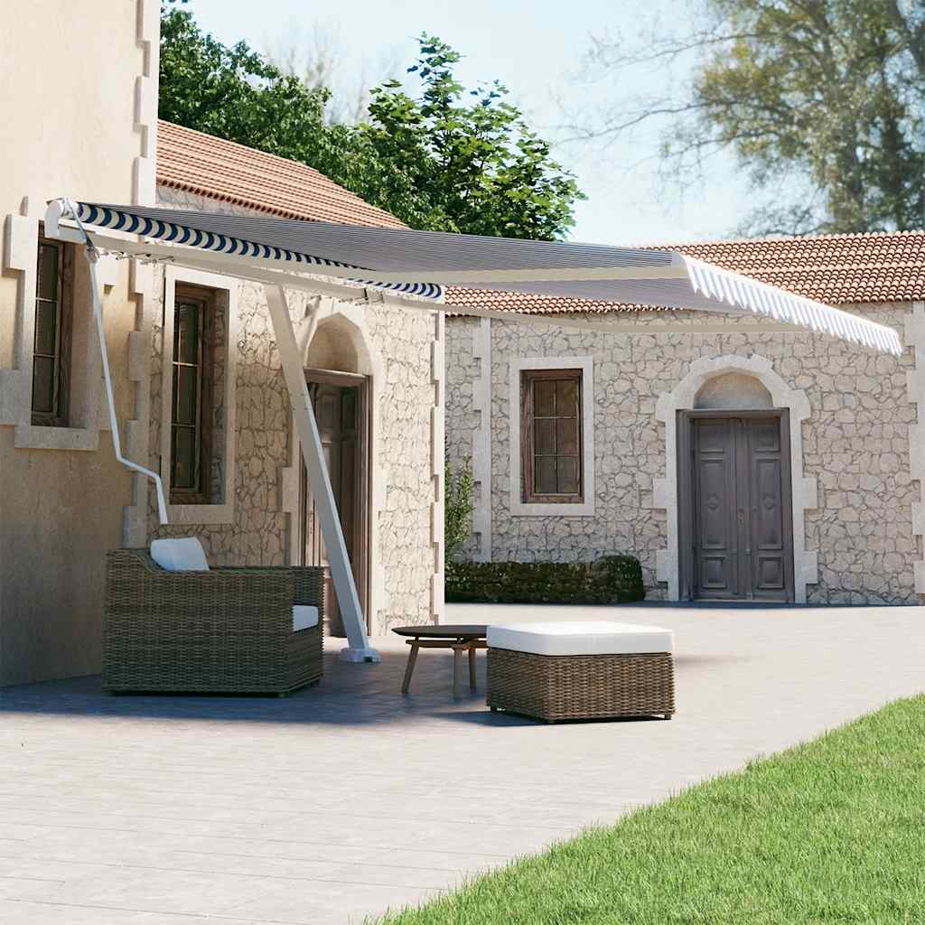 Prostostoječa avtomatska tenda 400×300 cm modra/bela