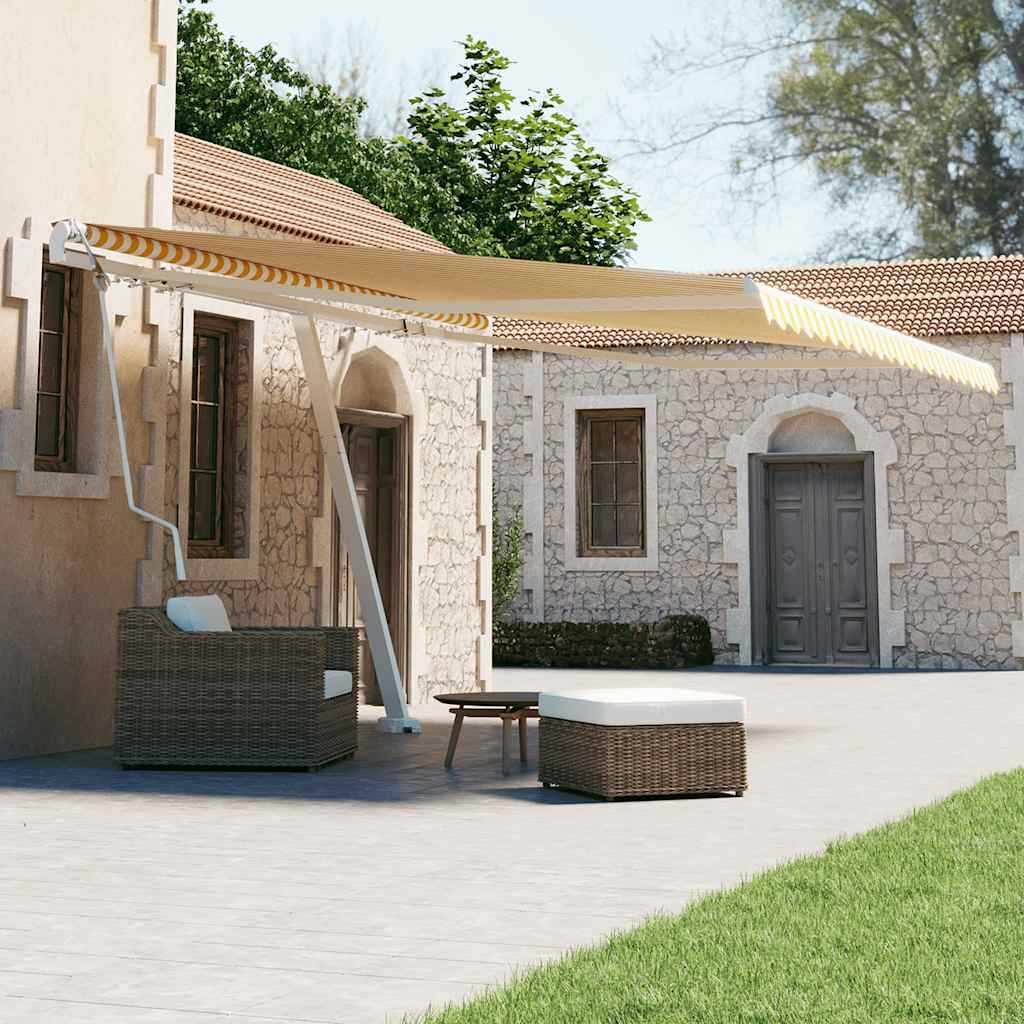 Prostostoječa avtomatska tenda 400×300 cm rumena/bela