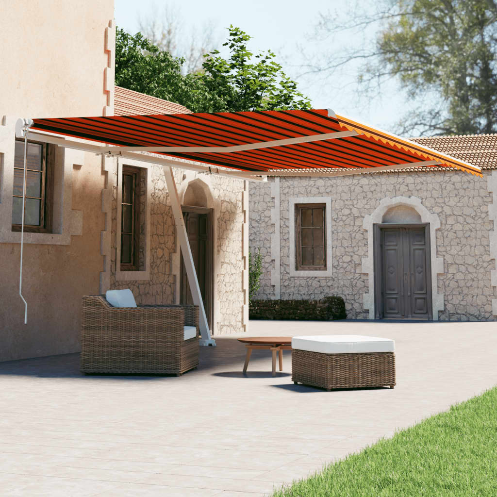 Prostostoječa avtomatska tenda 500×300 cm oranžna/rjava