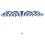 Ročno zložljiva tenda z LED lučkami 450x350 cm modra in bela - Image 2