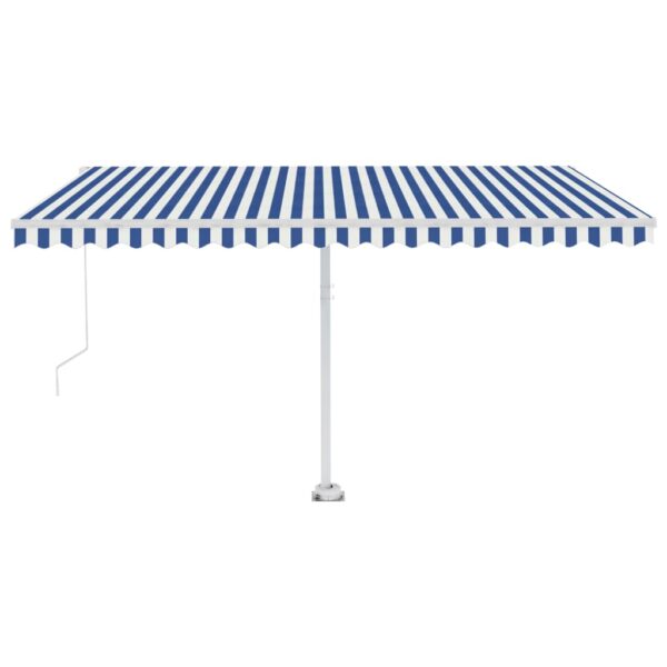 Ročno zložljiva tenda z LED lučkami 450x350 cm modra in bela - Image 2