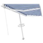 Ročno zložljiva tenda z LED lučkami 450x350 cm modra in bela - Image 3