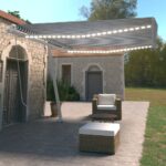 Ročno zložljiva tenda z LED lučkami 450x350 cm modra in bela