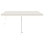Ročno zložljiva tenda z LED lučkami 450x350 cm krem - Image 2