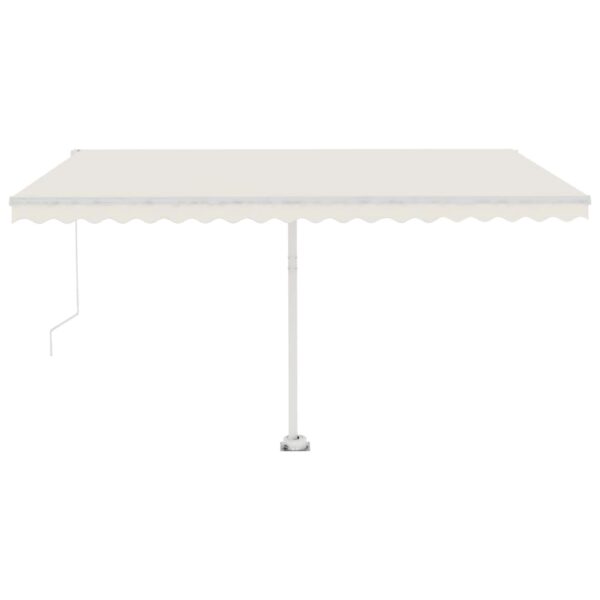 Ročno zložljiva tenda z LED lučkami 450x350 cm krem - Image 2