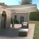 Ročno zložljiva tenda z LED lučkami 450x350 cm krem