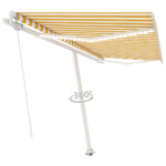 Ročno zložljiva tenda z LED lučkami 450x350 cm rumena in bela - Image 3
