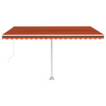 Ročno zložljiva tenda z LED lučmi 450x350 cm oranžna in rjava - Image 3