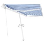 Prostostoječa avtomatska tenda 450x350 cm modra/bela - Image 3