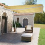 Prostostoječa avtomatska tenda 450x350 cm rumena/bela