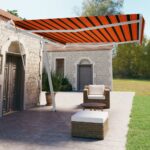 Prostostoječa avtomatska tenda 450x350 cm oranžna/rjava