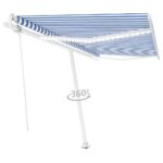 Avtomatska tenda LED + senzor 450x350 cm modra in bela - Image 3