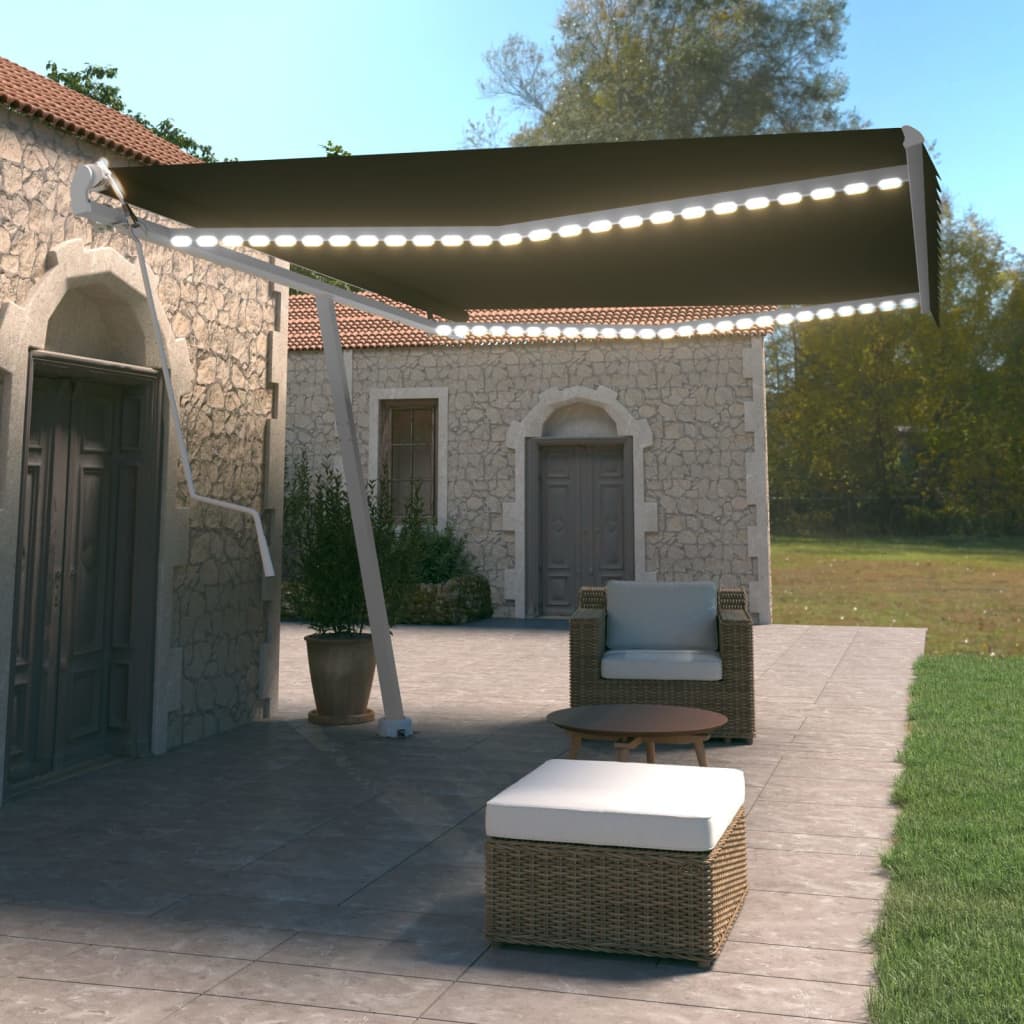 Avtomatska tenda LED + senzor 500×350 cm antracitna