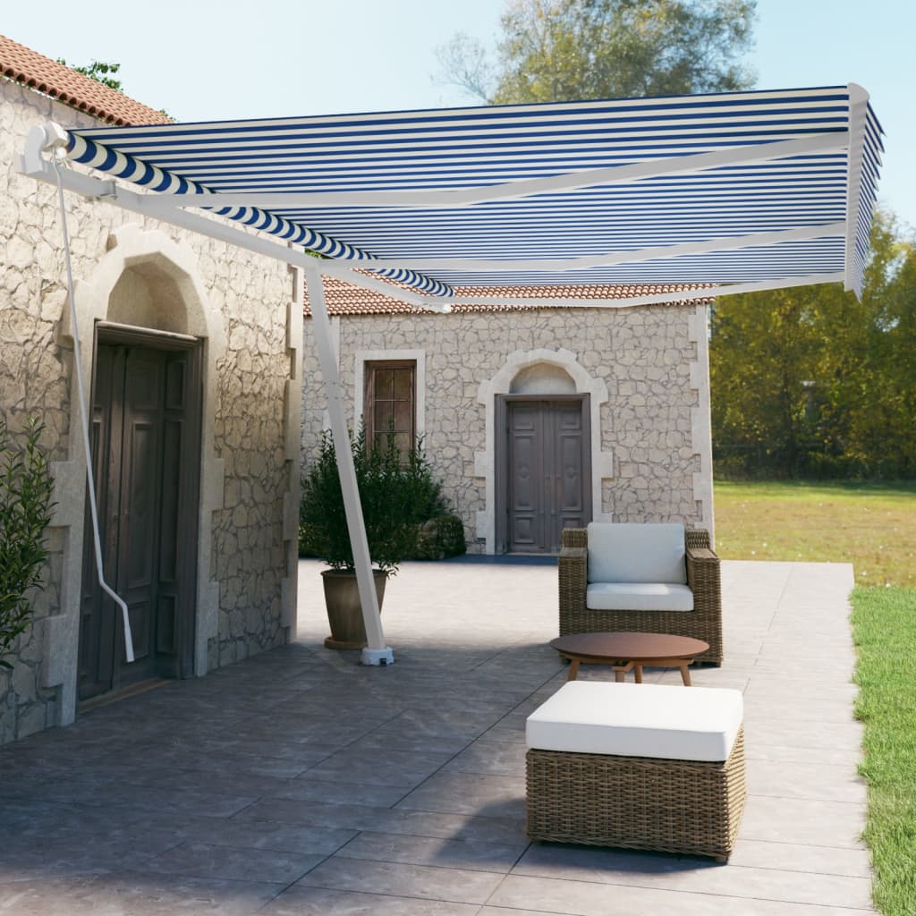 Prostostoječa ročno zložljiva tenda 600×350 cm modra/bela