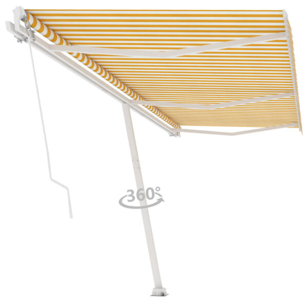 Prostostoječa ročno zložljiva tenda 600x350 cm rumena/bela - Image 3