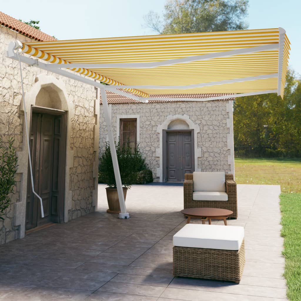 Prostostoječa ročno zložljiva tenda 600×350 cm rumena/bela