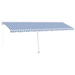 Ročno zložljiva tenda z LED lučmi 600x350 cm modra in bela - Image 2
