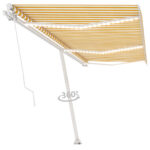 Ročno zložljiva tenda z LED lučkami 600x350 cm rumena in bela - Image 3