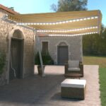 Ročno zložljiva tenda z LED lučkami 600x350 cm rumena in bela