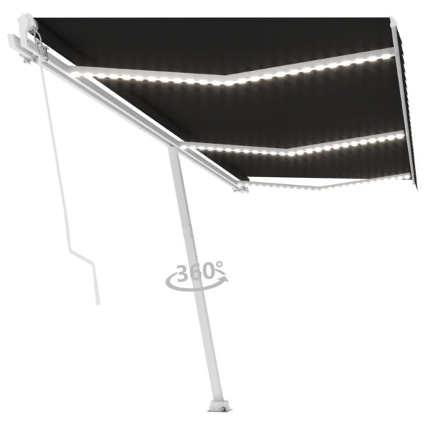 Ročno zložljiva tenda z LED lučmi 600x350 cm antracitna - Image 2