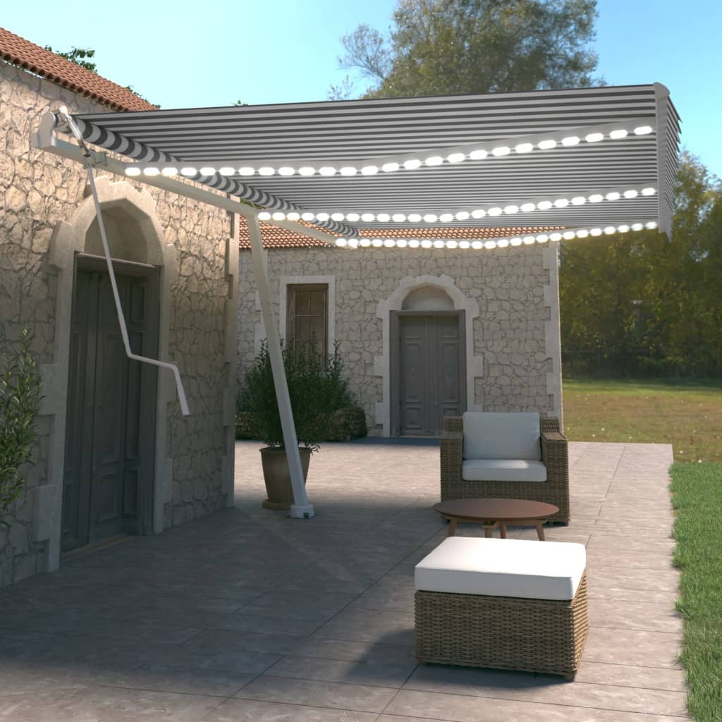 Avtomatska tenda LED + senzor 600×350 cm modra in bela