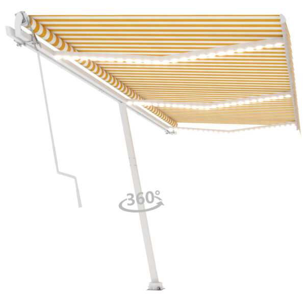 Avtomatska tenda LED + senzor 600x350 cm rumeno/bela - Image 3