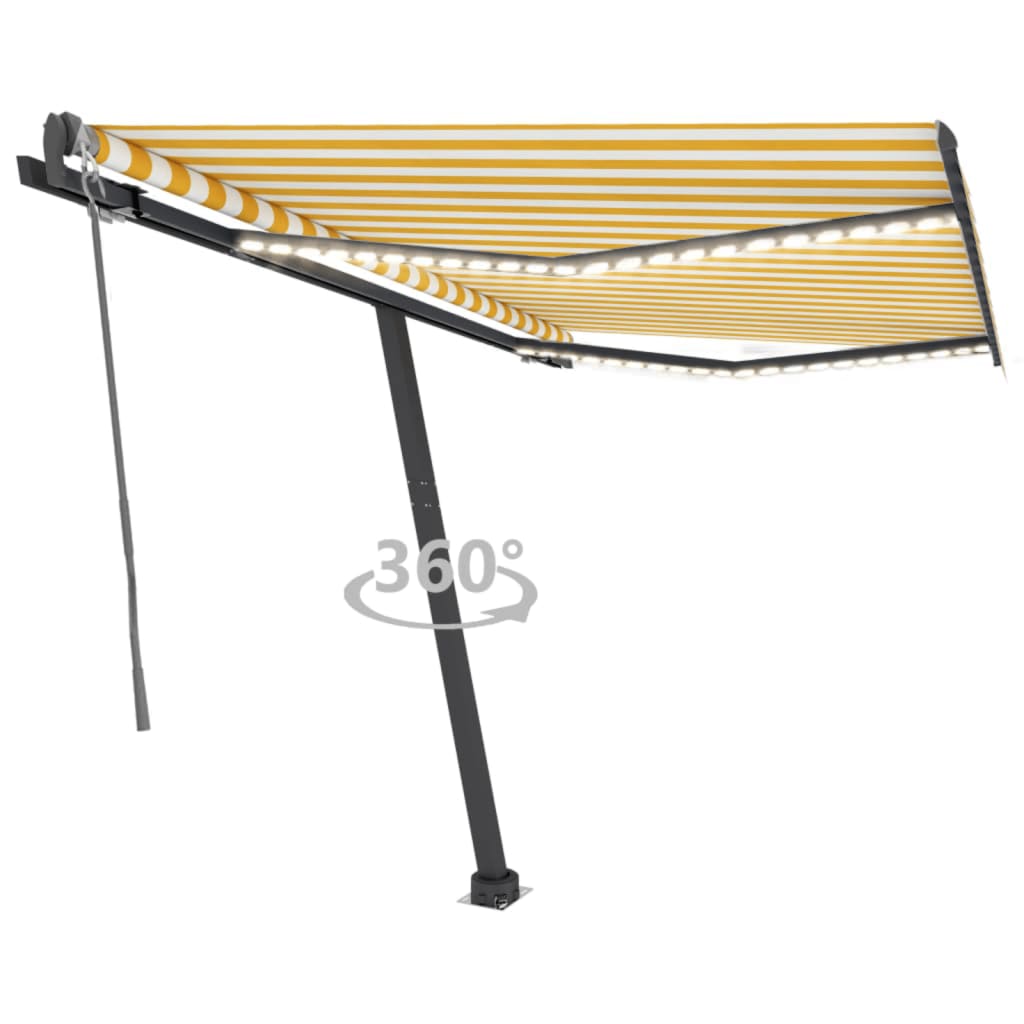 Avtomatska tenda LED + senzor 300×250 cm rumena/bela