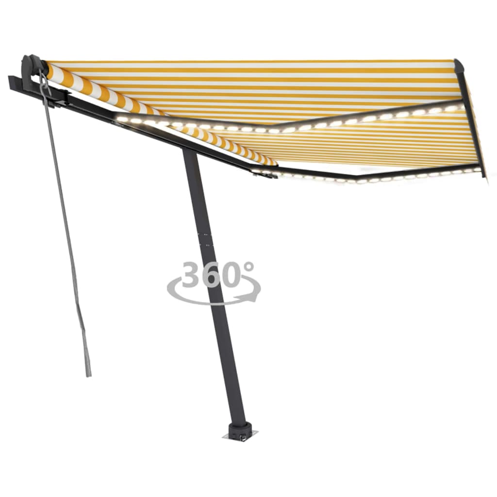 Avtomatska tenda LED + senzor 350×250 cm rumena/bela