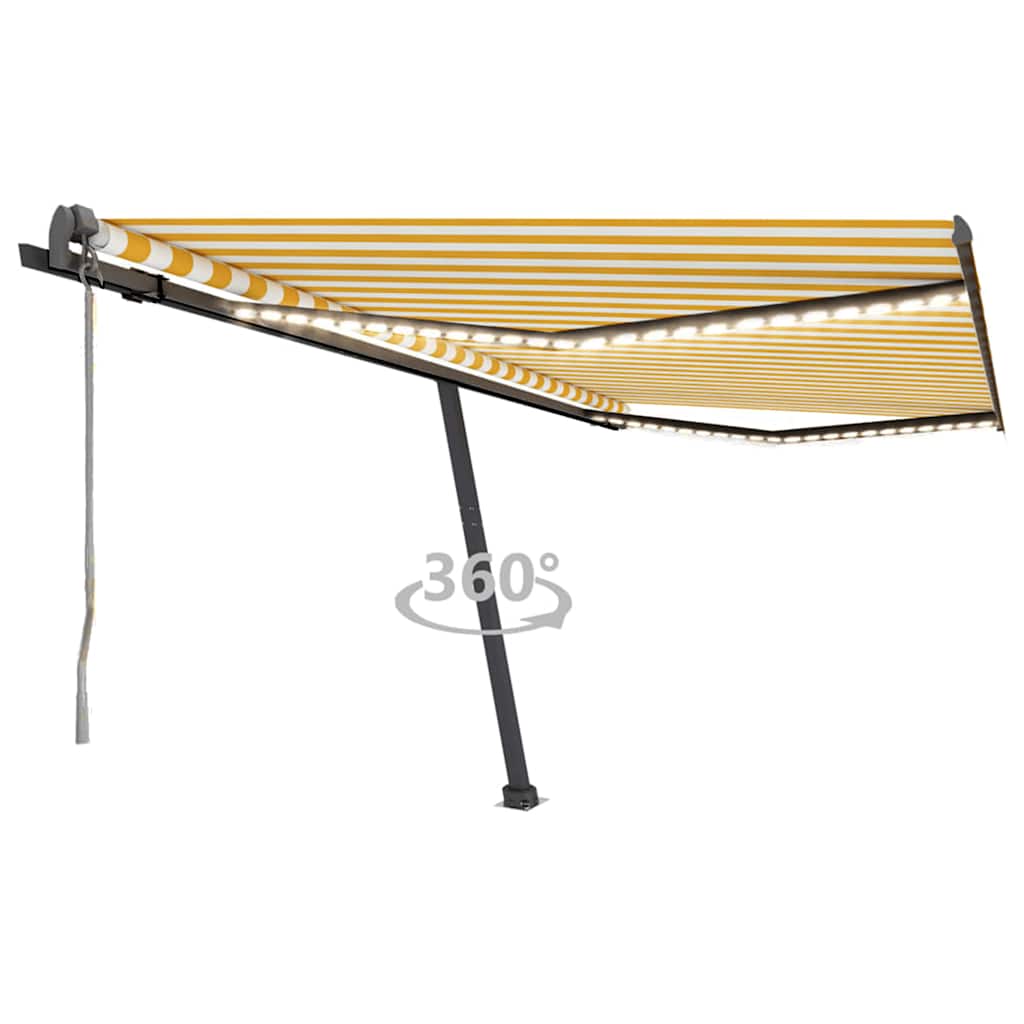 Avtomatska tenda LED + senzor 400×300 cm rumena/bela